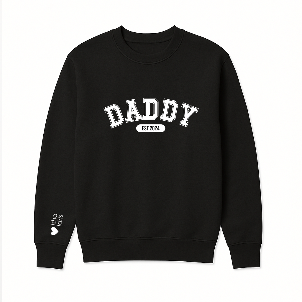 Dad College Sweatshirt with Personalised Sleeve