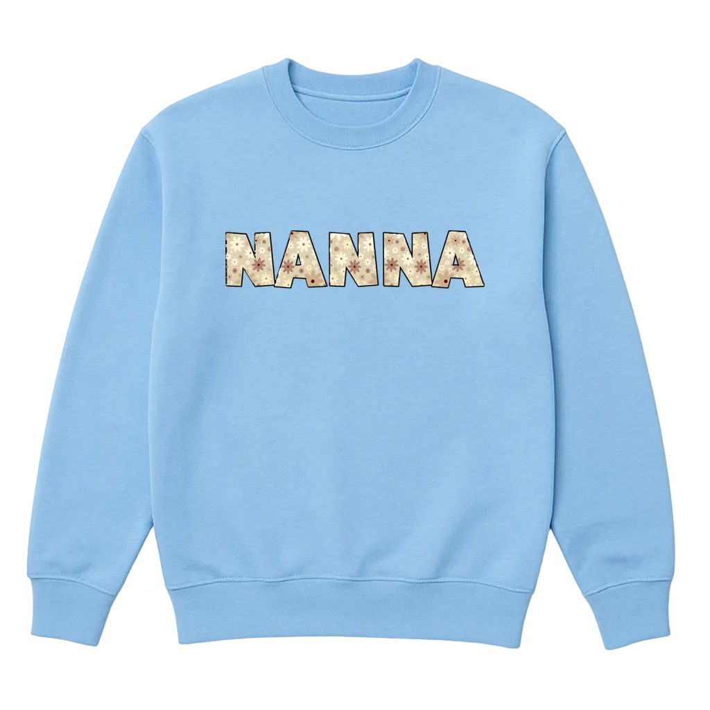 Personalised Floral Nanna Sweatshirt with Name Sleeve