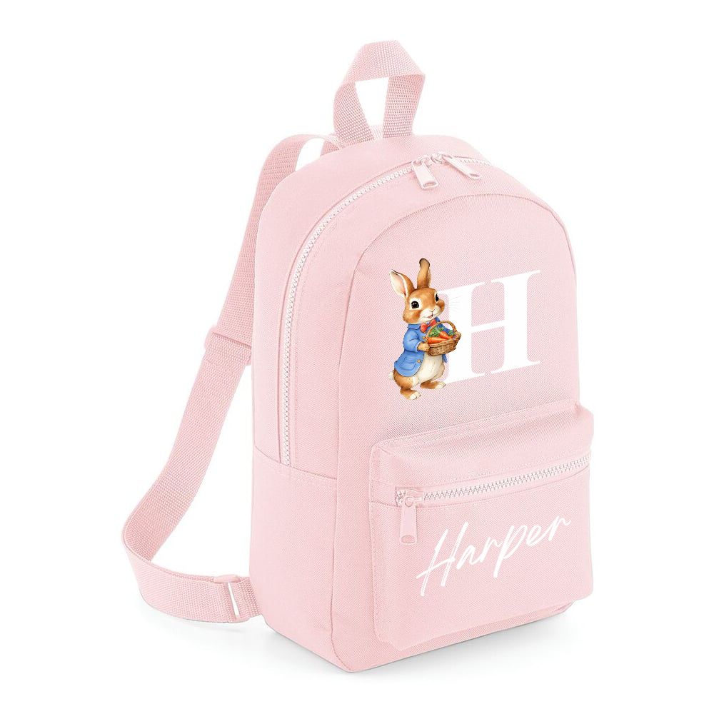 Personalised Rabbit Name and Initial Mini Backpack