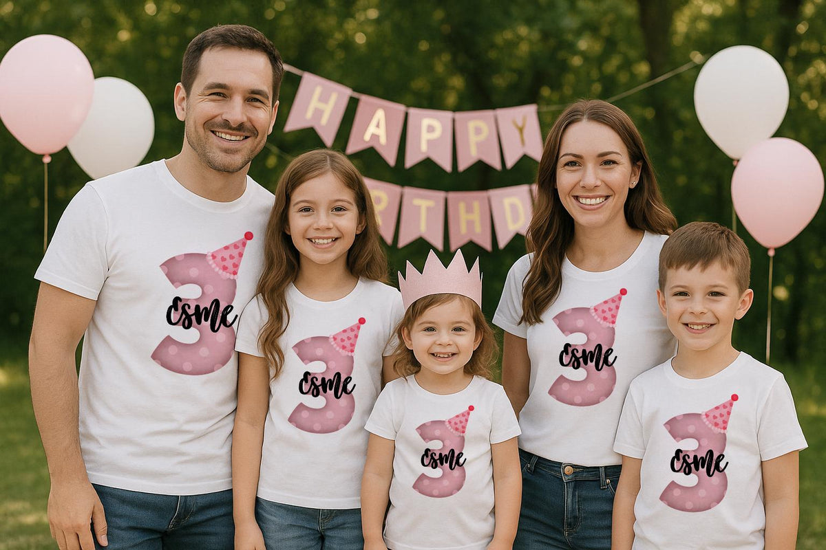 Personalised Birthday Number T-Shirt | Matching Family & Party Birthday Tees