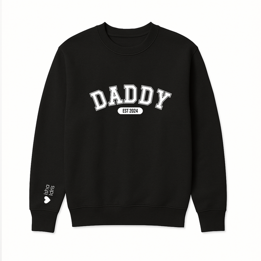 Dad College Sweatshirt with Personalised Sleeve