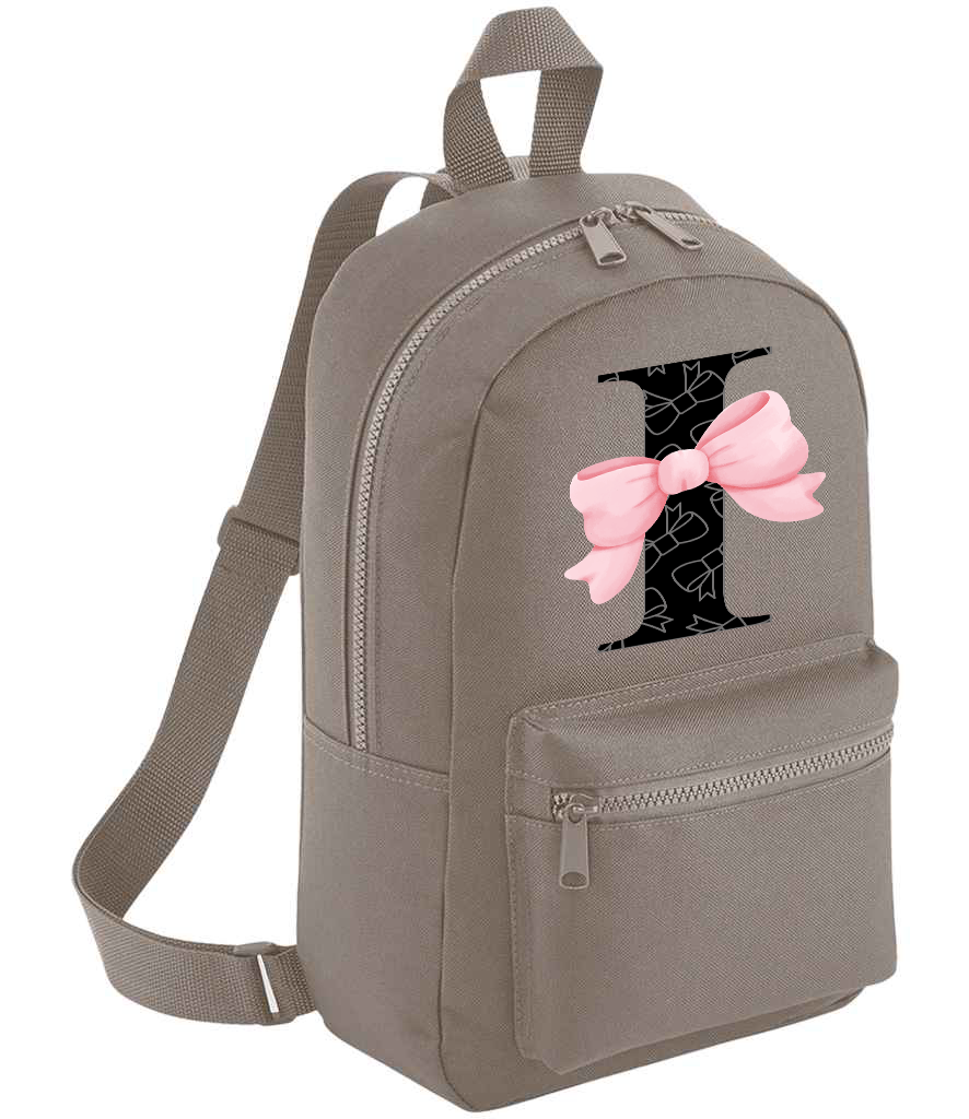 Personalised Bow Pink Mini Backpack