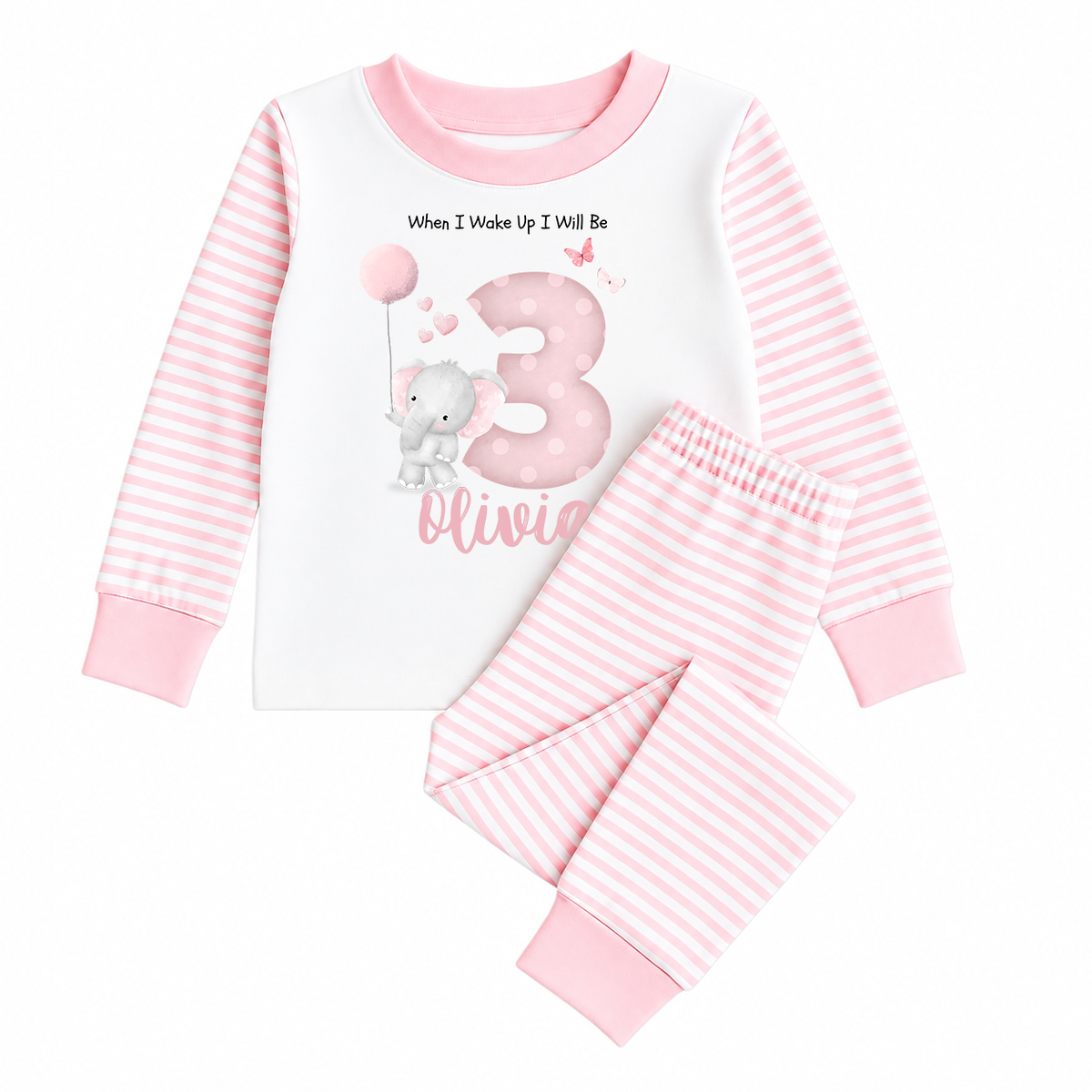 Personalised Birthday Stripe Pyjama Set Blue
