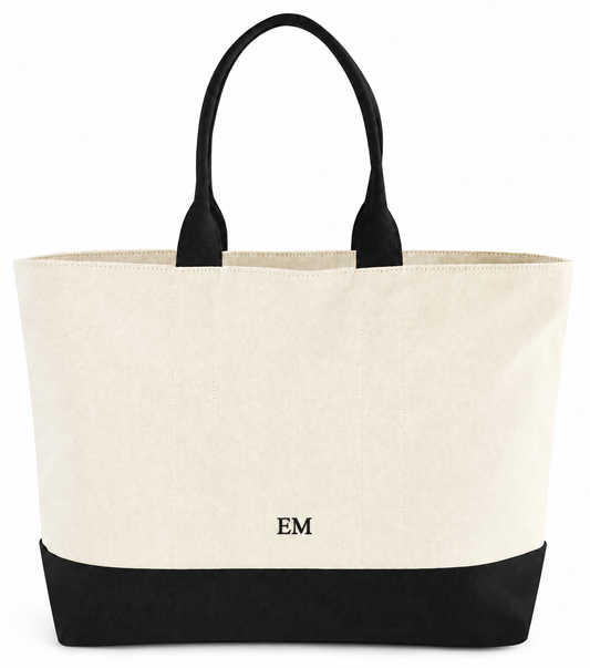 Premium Personalised Canvas Tote Bag with Embroidered Initials