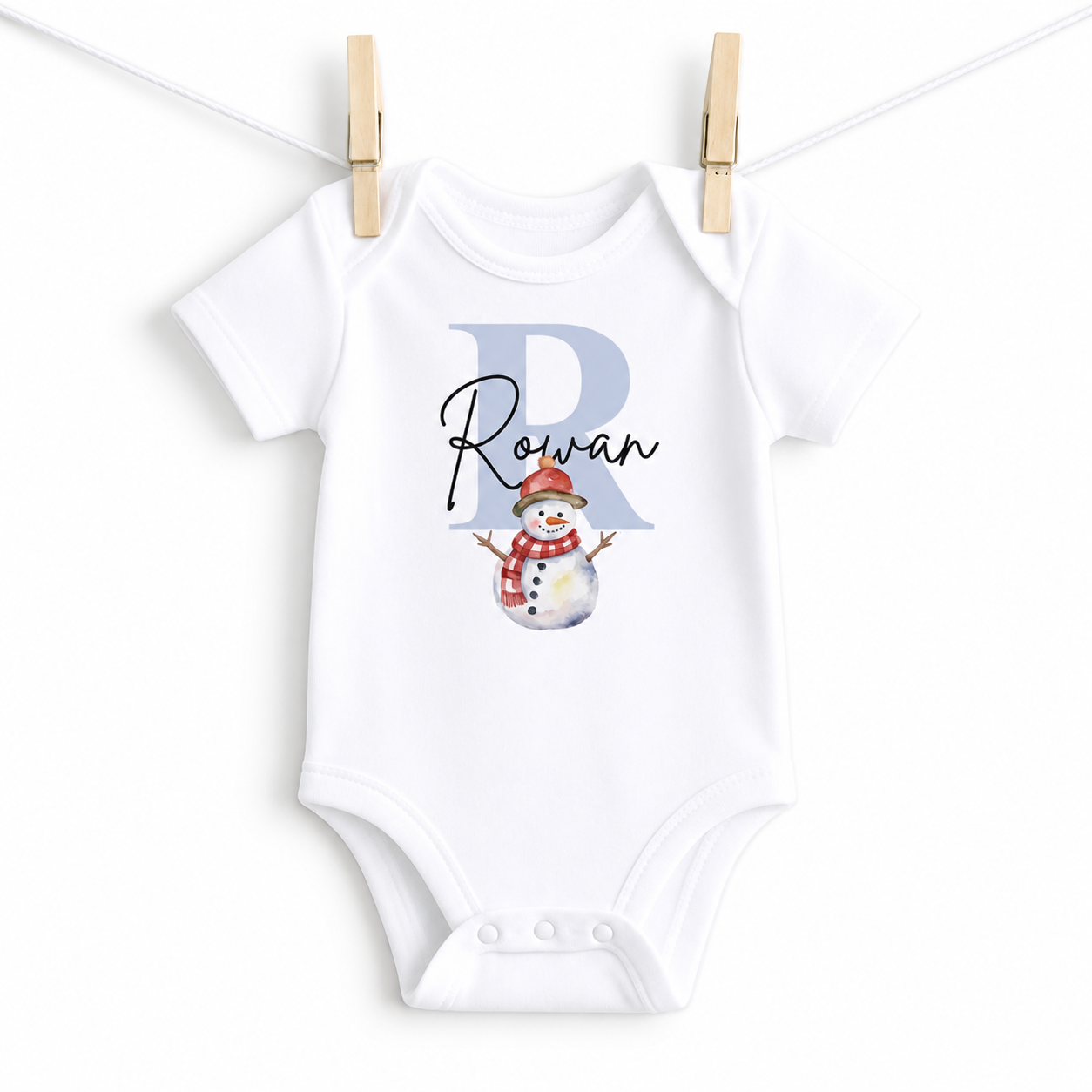 First Christmas Personalised Baby Sleep Suit Set Blue
