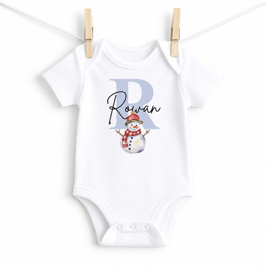 First Christmas Personalised Baby Sleep Suit Set Blue