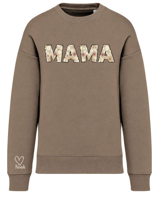 Premium Personalised Mama Floral Sweatshirt with Custom Sleeve Name