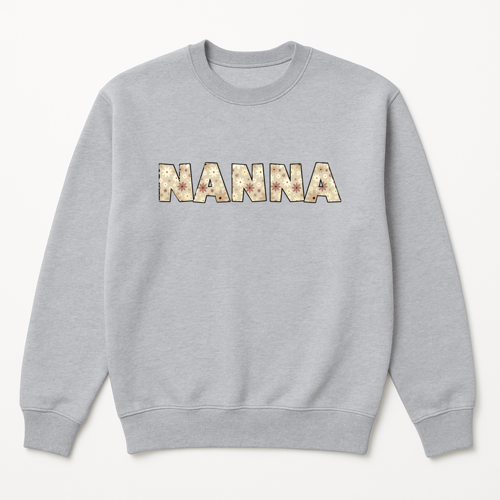 Personalised Floral Nanna Sweatshirt with Name Sleeve