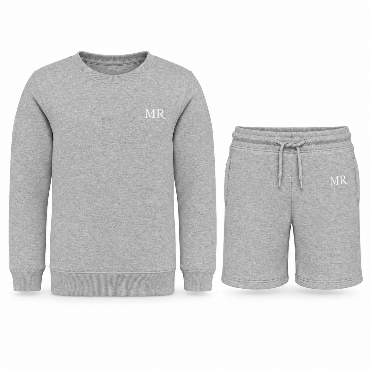 Premium Personalised Embroidered Kids Grey Shorts Set