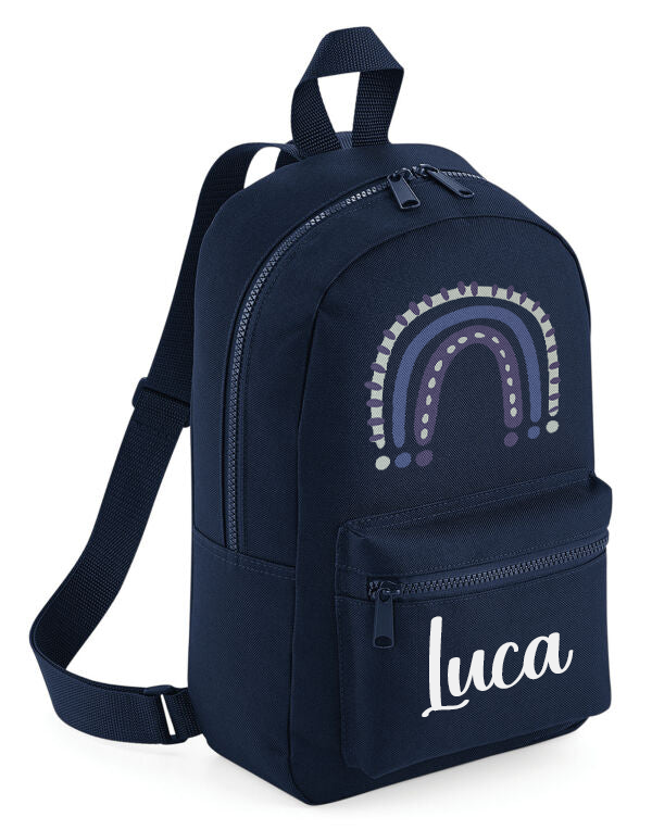 Personalised Rainbow Pink Name Mini Backpack