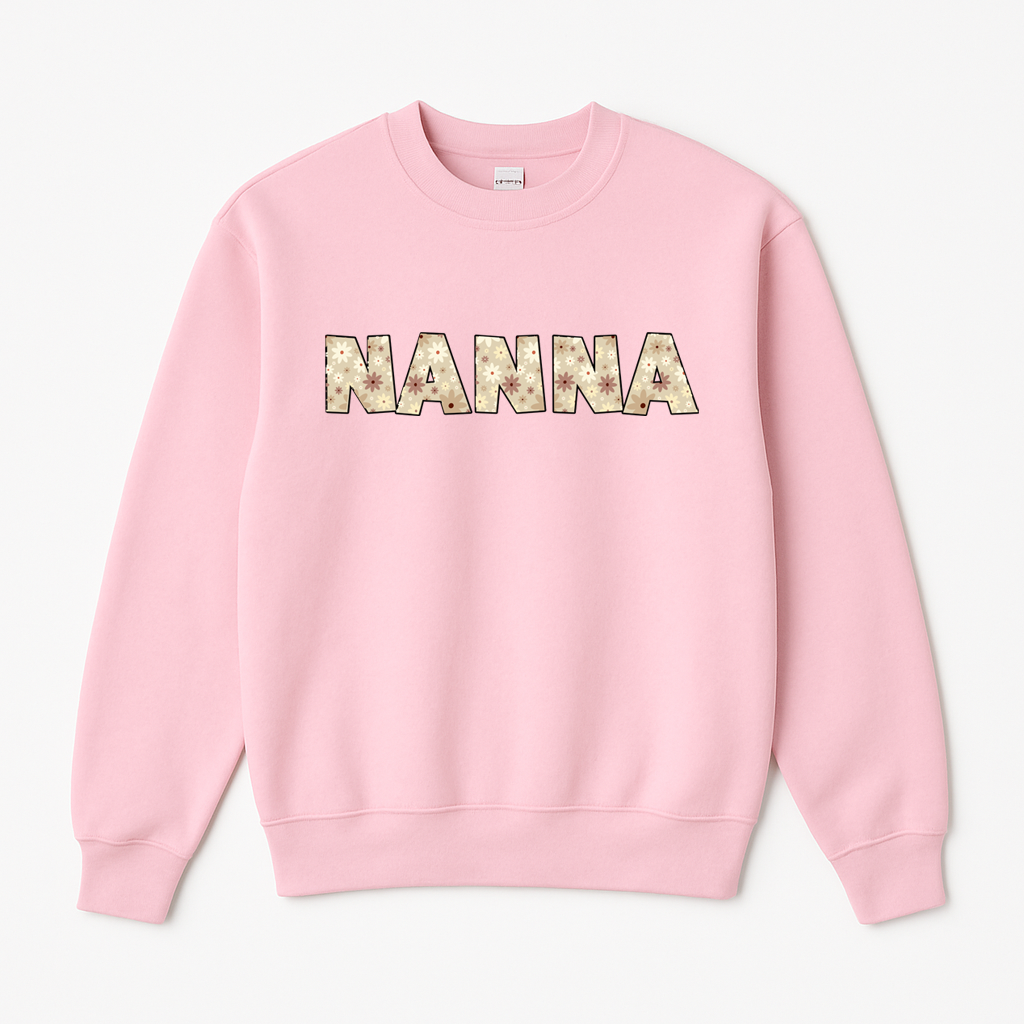 Personalised Floral Nanna Sweatshirt with Name Sleeve