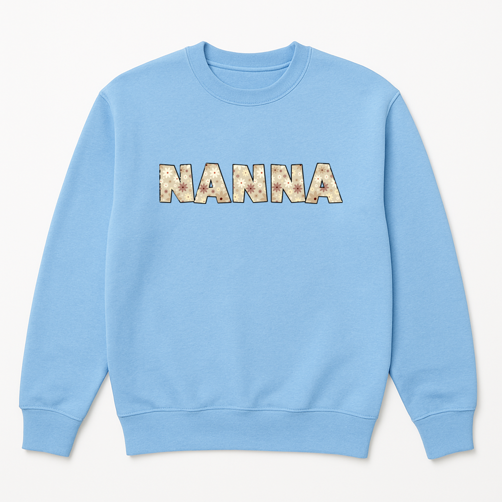 Personalised Floral Nanna Sweatshirt with Name Sleeve