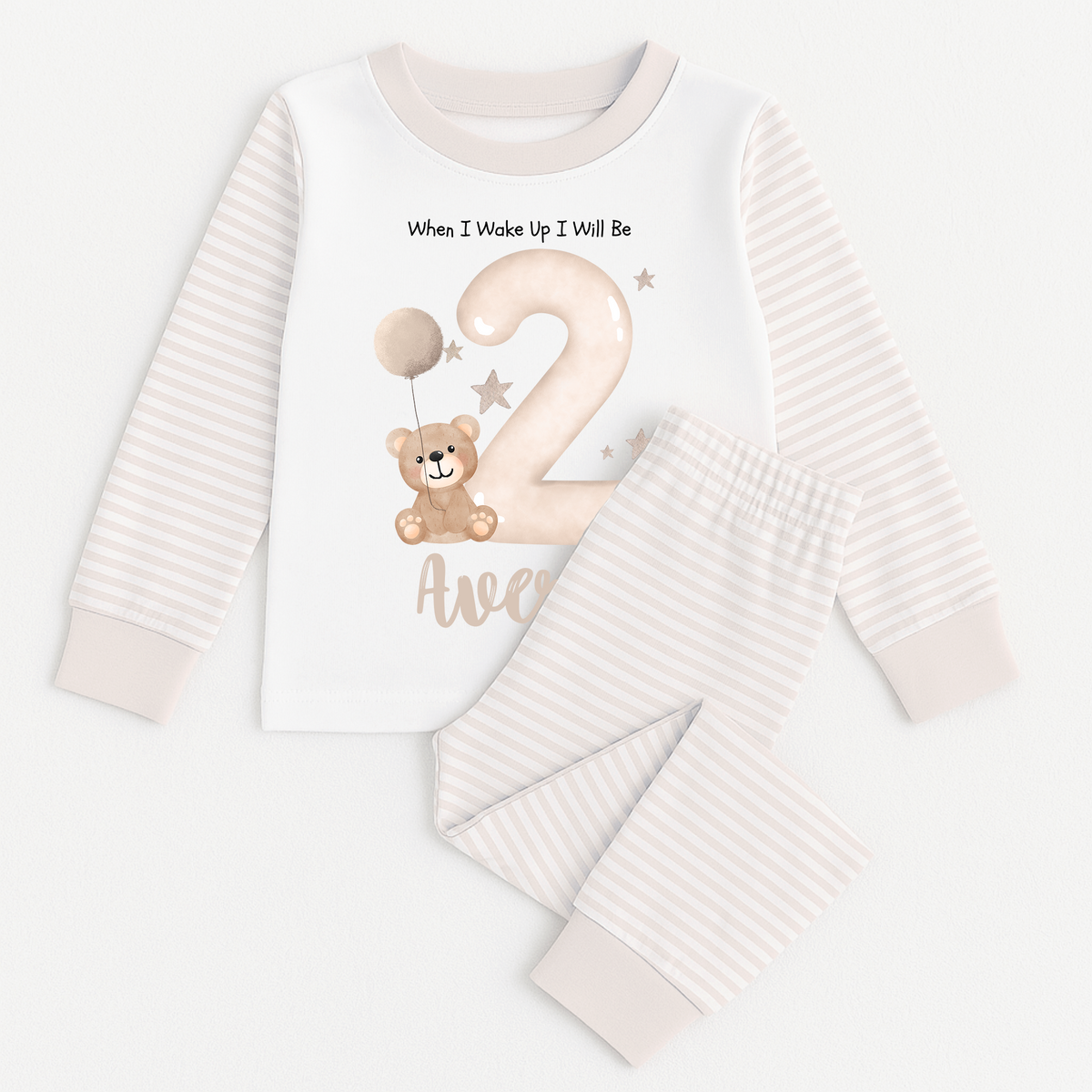 Personalised Birthday Stripe Pyjama Set Pink
