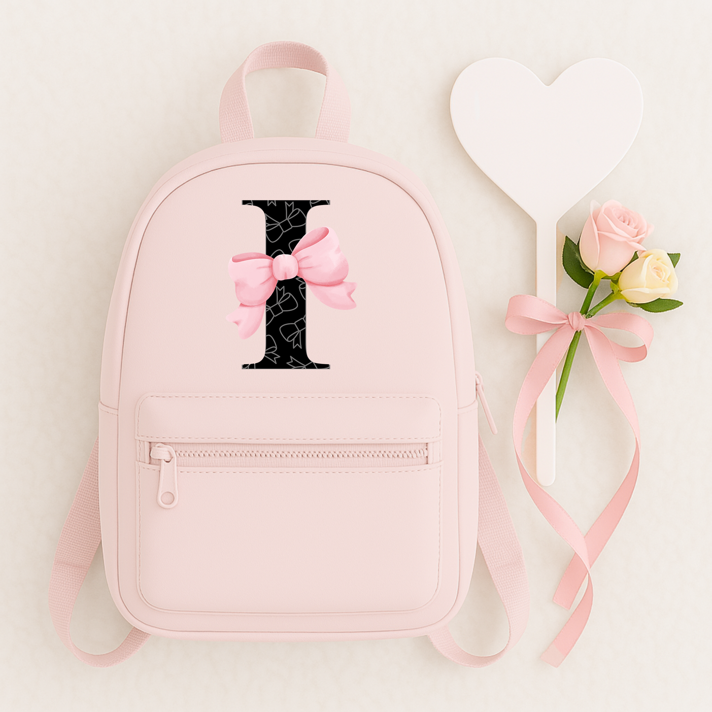 Personalised Bow Pink Mini Backpack