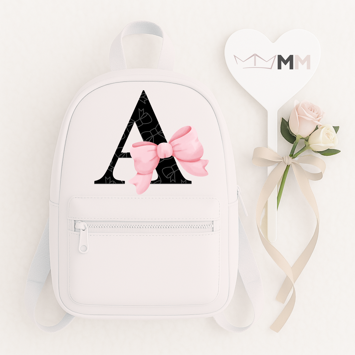 Personalised Bow Pink Mini Backpack