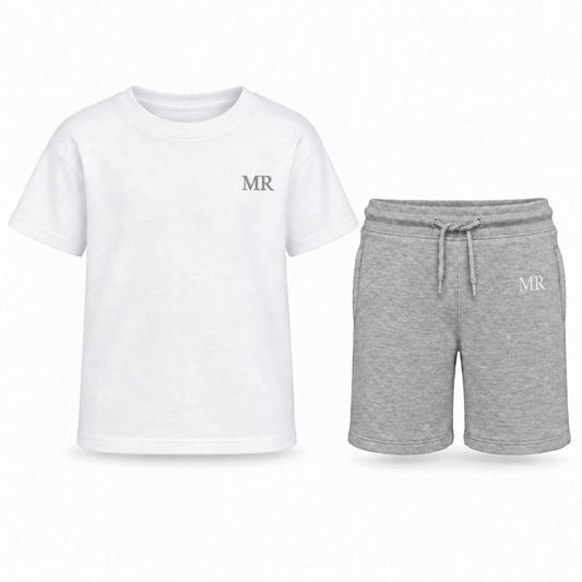 Premium Personalised Embroidered Kids Grey Shorts Set