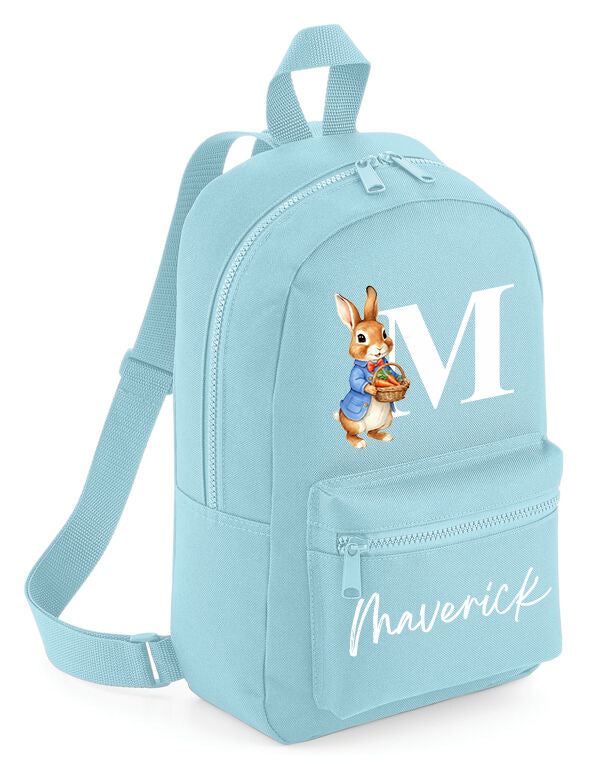 Personalised Rabbit Name and Initial Mini Backpack