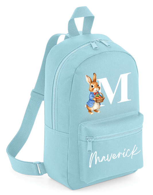 Personalised Rabbit Name and Initial Mini Backpack