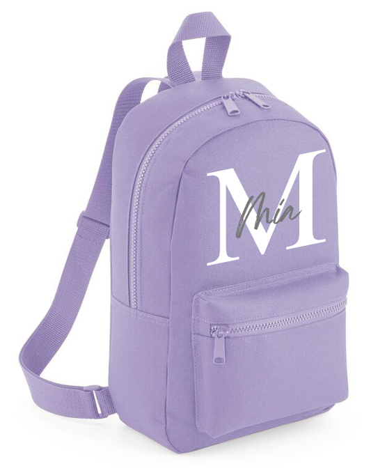 Personalised Name and Initial Wordmark Mini Backpack