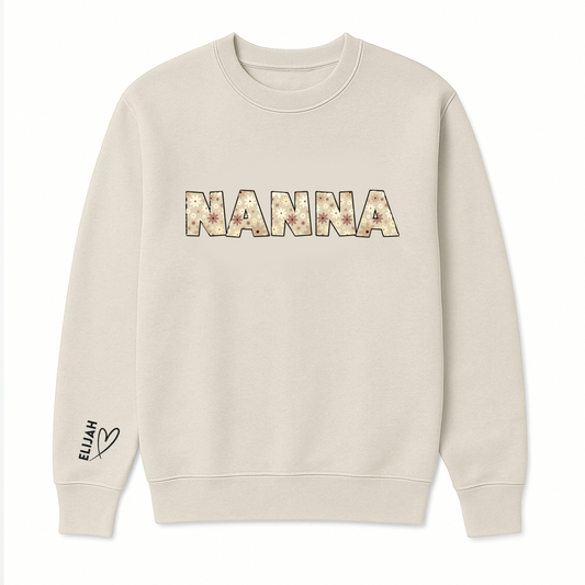 Personalised Floral Nanna Sweatshirt with Name Sleeve